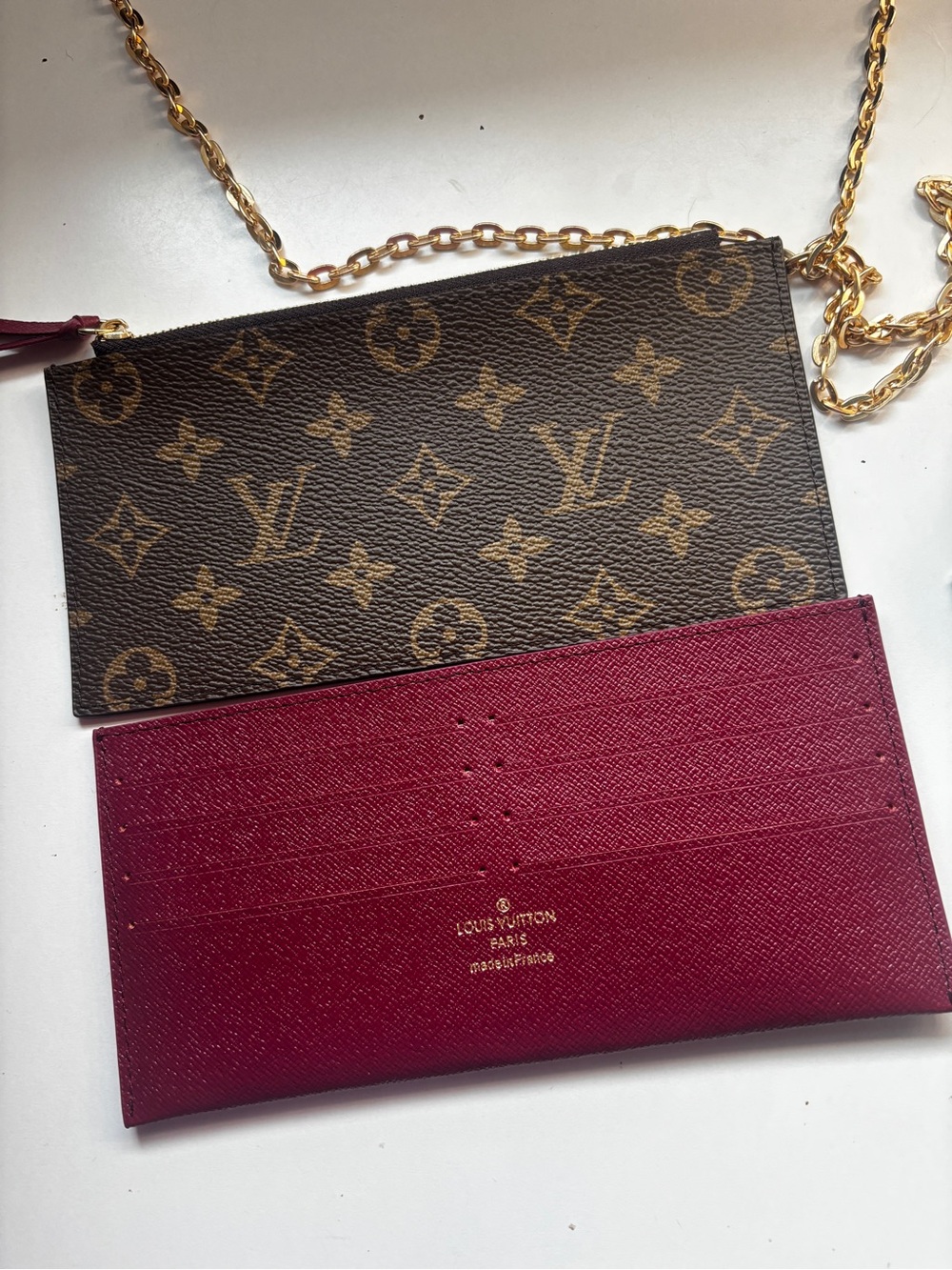 Louis Vuitton Monogram Crossbody Wallet in Brown with Gold Chain - Picture 4 of 6